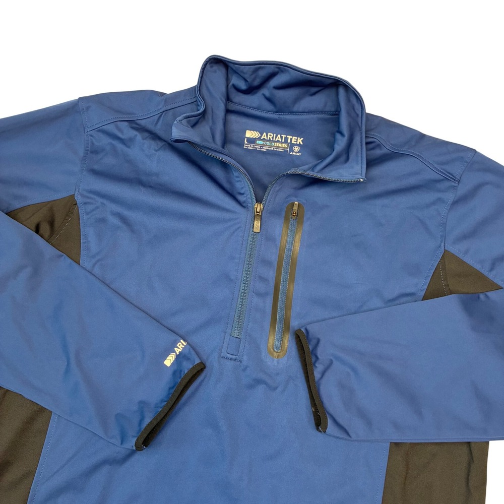 Ariat Pullover Men Large Blue Quarter Zip AriatTek Cold Series 10012596 Active